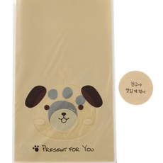 小狗圖案餅乾包裝袋 100入+文字印花圓形貼紙 100入, 1套