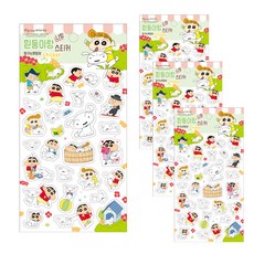 플라잉웨일즈 짱구 투명 스티커, 흰둥이랑나랑, 4개