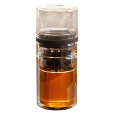 優質 LG Glass LTB003 旅行雙層玻璃茶具套組 130ml 棕色, 杯子+蓋子+過濾器+盒子, 1套