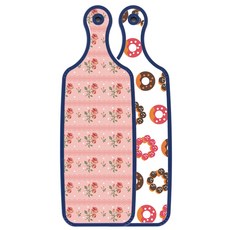Roem Design 藍色版 雙面托盤砧板 巧克力甜甜圈, 粉紅玫瑰, 1個