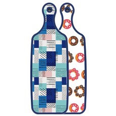 Roem Design 藍色版 雙面托盤砧板 巧克力甜甜圈, 藍色格紋, 1個