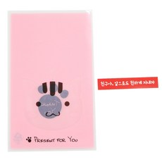 無黏性貓咪圖案包裝袋 100入+韓文字圖案包裝貼紙 100入, 1套