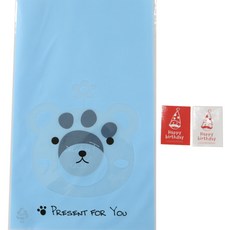 無黏性動物圖案包裝袋 熊 50入+派對帽生日方形貼紙 50入, 1套