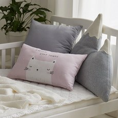 shez Home DTP微型動物印花枕芯枕套, 粉色貓咪款