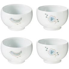 소리이정용 상감 잔 매화 2p + 새 2p, 혼합 색상, 1세트