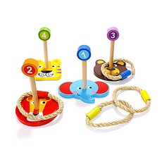 KesB Tooquitoy Tookey Wood Ring Toss, 混色