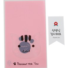 貓咪圖案包裝袋 50入+韓文字樣貼紙 50入, 1套
