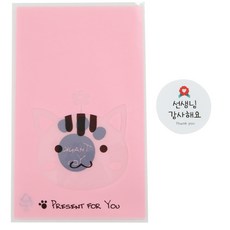 無黏性動物包裝袋 貓 100入+康乃馨圓形謝謝老師 100入, 1套