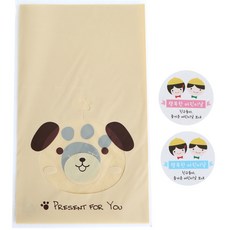황씨네도시락 비접착 애니멀 봉투 강아지 100p + 스티커 노랑모자 100p, 1세트