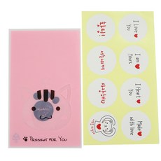 貓咪包裝袋 100入+圓形留言文字貼紙 白色 100入, 1套