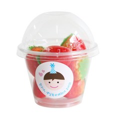 에이치씨엔 투명머핀컵 소 돔뚜껑 50p + 스티커 고깔보이 50p, 1세트