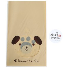 Hwangssinaedosirak 非黏著式動物袋 小狗 100入 + 新年福氣書法貼紙 100入, 1套