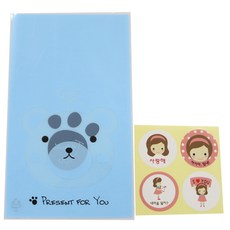 황씨네도시락 비접착 애니멀 봉투 곰 50p + 연인 소녀 스티커 50p, 1세트