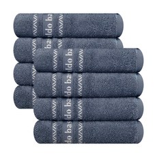 Songwol 松月 Arnaldo Bassini字母刺繡素色毛巾 120g, 藍色, 8個