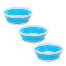 ANTS 折疊式水盆 M號, 藍色, 3片