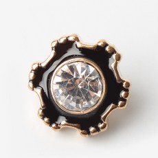 時尚亮點齒輪鈕扣 11mm, 黑金色, 100個