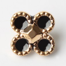 時尚亮點 四葉草鈕扣 10mm, 黑金色, 100個