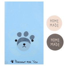 無黏性動物圖案包裝袋 熊 50入+自製貼紙 牛皮紙色 25入+巧克力色 25入, 1套