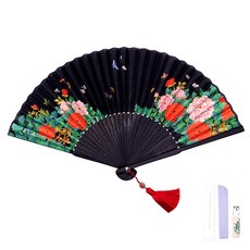 디자인가안채 폴리 부채 모란도 적, 1개, 모란도-적