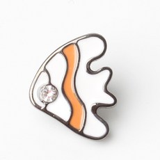 時尚亮點 熱帶魚鈕扣 13mm, 橘黑銀, 100個