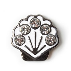 패션포인트 무궁화 단추 13mm, 화이트흑실버, 100개입