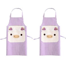 블럭마트 주방 돼지앞치마, 퍼플, 2개