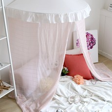 CASA VERDE 格紋半圓形床幔窗簾 2入, 粉紅色