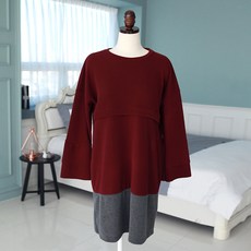 이얀 임산부 산뜻배색 박시수유원피스