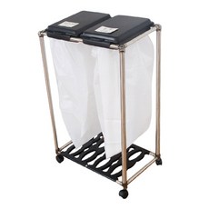 分類回收垃圾架 2格, 黑色的, 1個