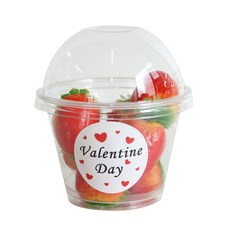 에이치씨엔 투명머핀컵 소 돔뚜껑 50p + 스티커 발렌타인원형 50p, 1세트