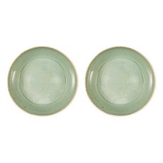 綠色陶瓷盤*4, 混色, 2件