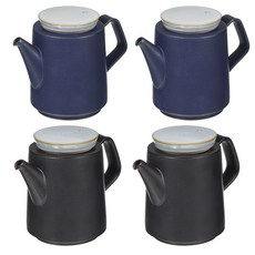 復古陶瓷茶壺 M號 深藍色+黑色, 混色