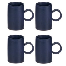 空氣李善哲咖啡杯 圓形把手, 深藍, 4件