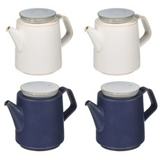 復古陶瓷茶壺 M號 深藍色 2入+米色 2入, 混色