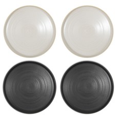 餐具Lee Suncheol菜餚 中型 米色 2個+黑色 2個, 米色+黑色, 1組