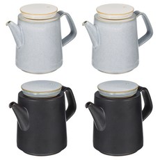 復古陶瓷茶壺 M號 天藍色 2入+黑色 2入, 混色