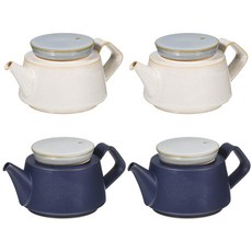 復古陶瓷茶壺 S號 米色 2入+深藍色 2入, 混色