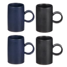 空杯李善哲咖啡杯圓形把手 深藍色 2入+黑色 2入, 混色, 1套