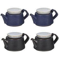 復古陶瓷茶壺 S號 深藍色 2入+黑色 2入, 混色