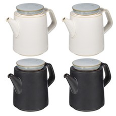 復古陶瓷茶壺 M號 黑色 2入+米色 2入, 混色