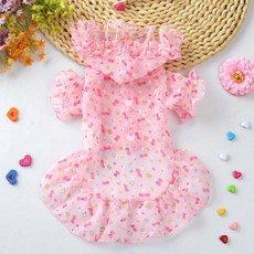 슈퍼식스 반려동물 쉬폰 원피스 바람막이, 핑크, 1개