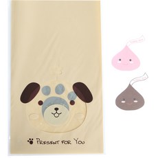 Hwangssinaedosirak 無黏性動物袋 小狗 100入 + 大巧克力貼紙 粉紅色 50入 + 巧克力 50入, 1套