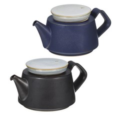 復古陶瓷茶壺 S號 2入, 270毫升, 深藍色, 黑色