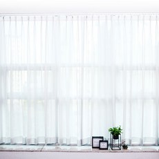 1300K 素色雪紡百褶窗簾, 純白