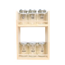 hand FACTORY 調味盒圓形小銀帽6p+木架2層調味盒+葉點標籤, 1套, 3種