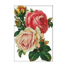 zkf十字繡DIY套組套組和諧玫瑰花ZKF439, 混色, 1套