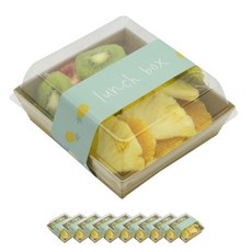 도나앤데코 샌드위치용기 정사각 크라프트 10p + 파인애플띠지 10p, 1세트