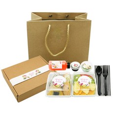 도나앤데코 화이트 일회용도시락 상자 쇼핑백포함 꽃피는봄 도시락포장 냅킨 블랙, 2세트, 11종