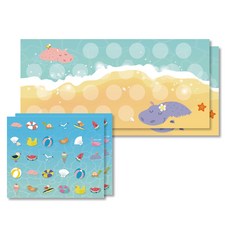 mellow 河馬假期貼紙版 25格+貼紙 30入, 混色, 2組