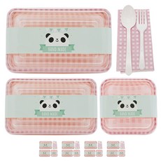 도나앤데코 체크용기 대 핑크 5p + 체크용기 소 핑크 5p + 체크용기 미니 핑크 5p + 핸드메이드 곰 하늘띠지 15p + 스푼 포크 5p + 냅킨 핑크체크 5p, 1세트, 7종